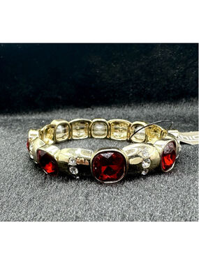 Vintage Chico's Large Red Faceted Gem Stretch Bracelet NWT